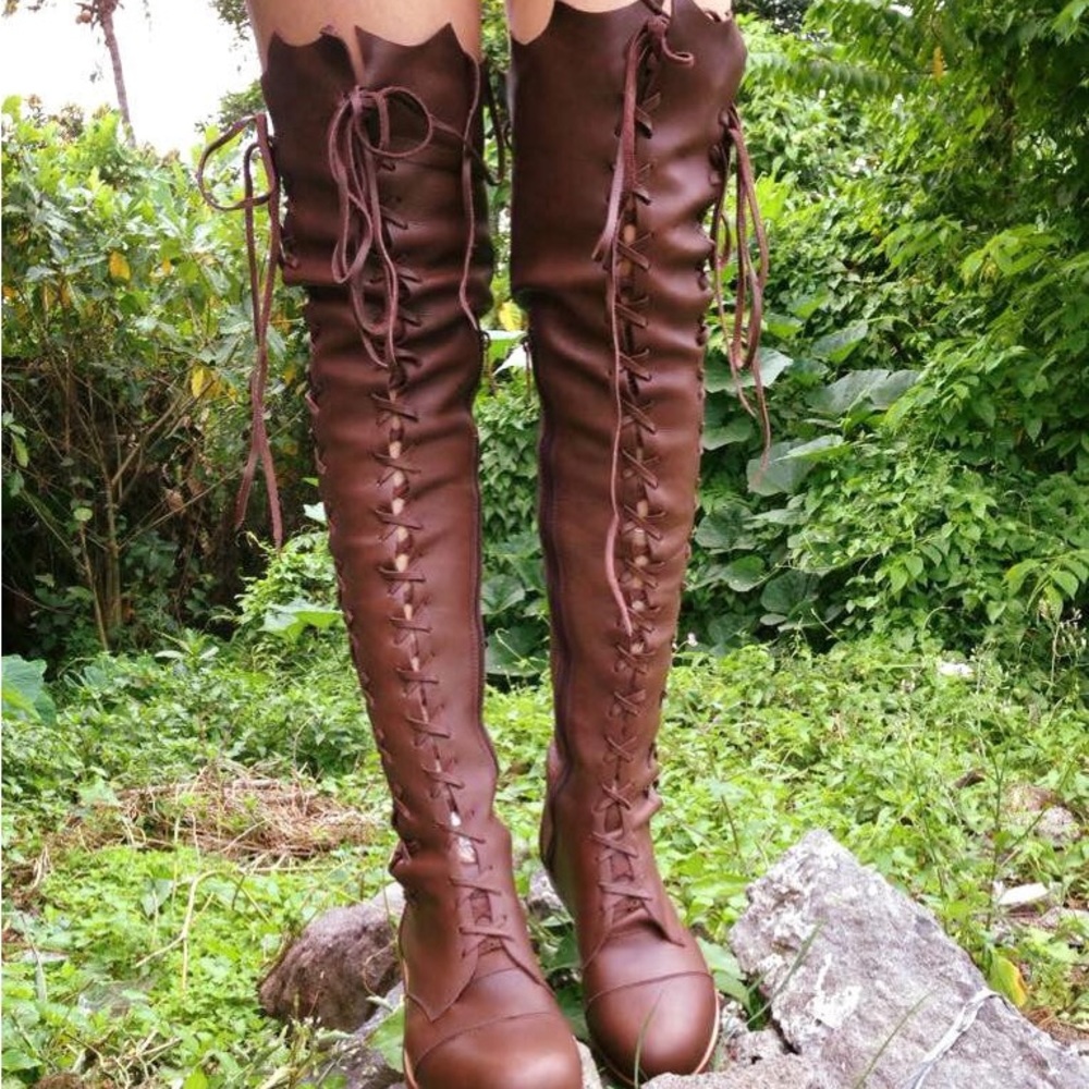 COPY - Gipsy Dharma “Clockwork Fairy' Over Knee High Boots in Milk Chocolate